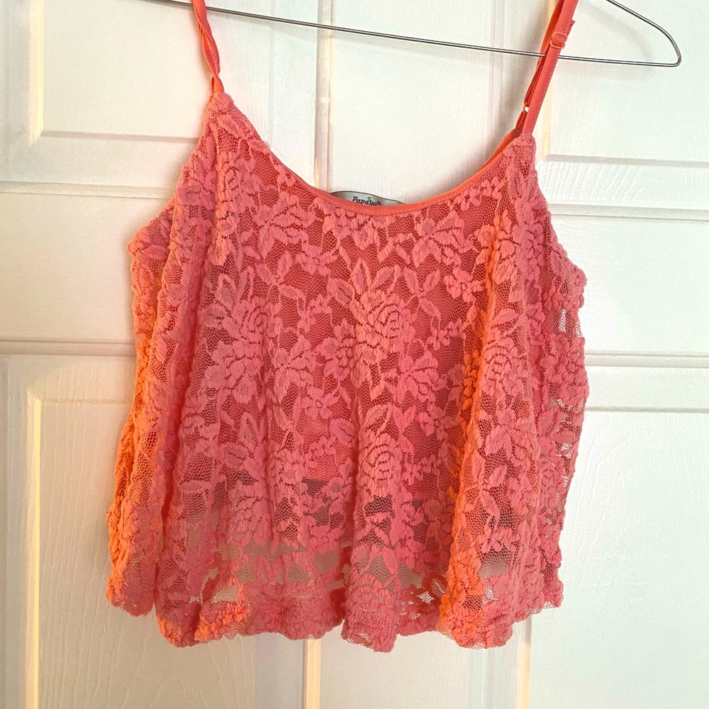 Pink lace crop top